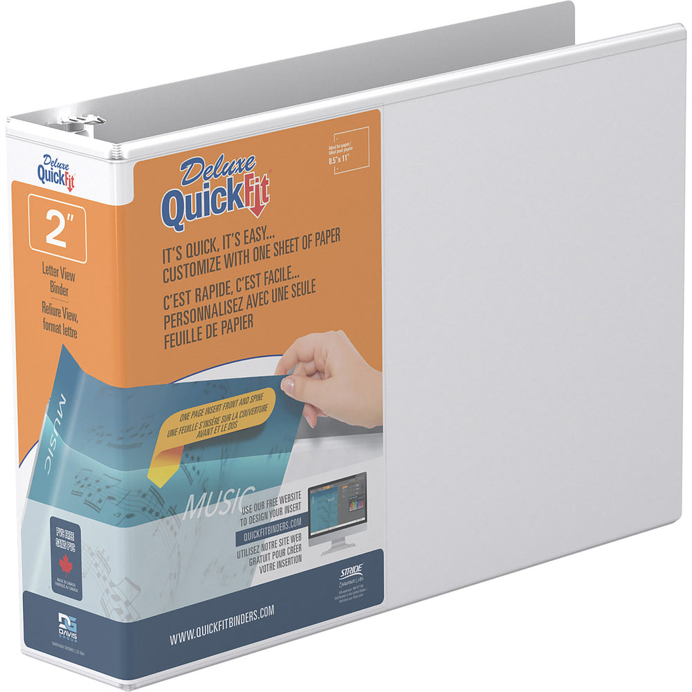 Classeur Davis Group QuickFit 2" à 3 anneaux ronds, format paysage - Blanc