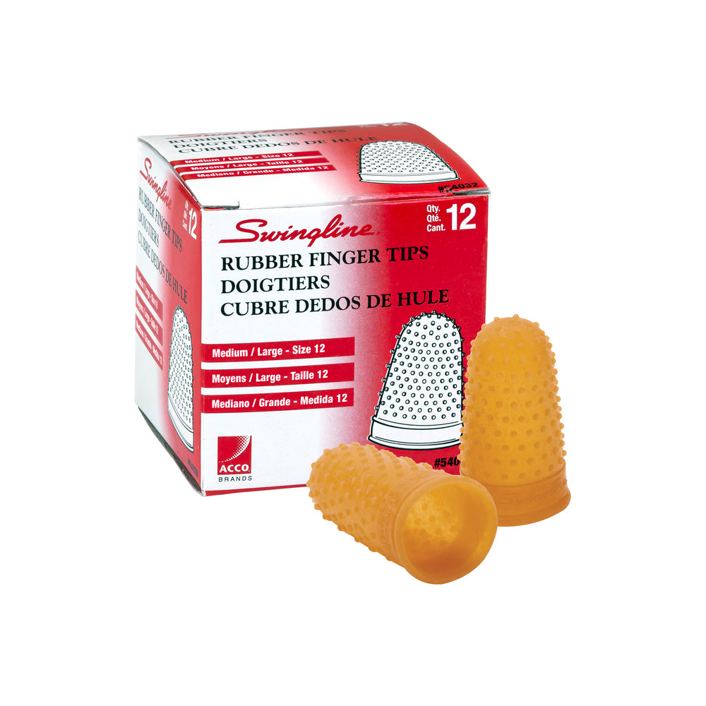 Bouts de doigts en caoutchouc Swingline avec surface de friction surélevée - Moyen/Grand - Taille 12 - Paquet de 12