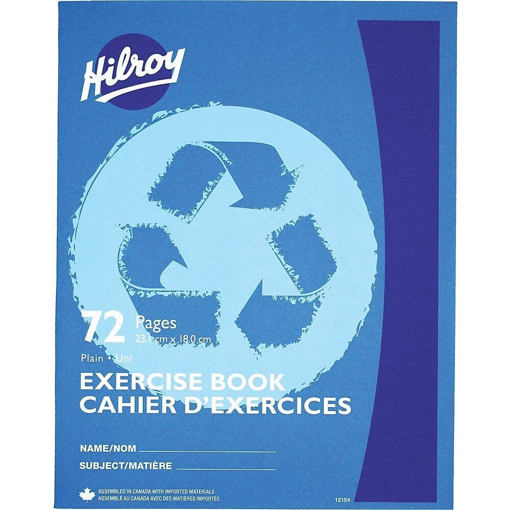 Cahier d'exercices Hilroy, papier recyclé uni - 9-1/8" x 7-1/8" - 72 pages