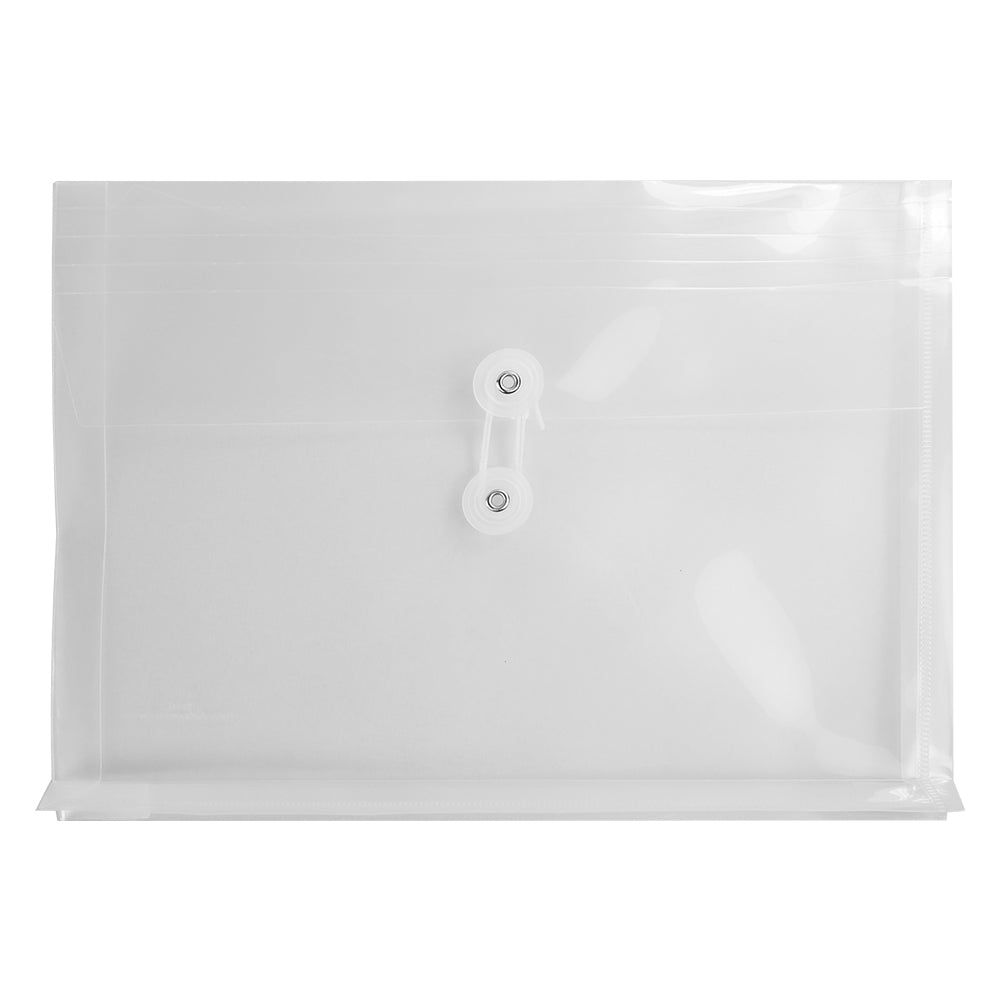 Winnable Button-Tie Closure Side Opening Poly Envelope - Letter Size - Clear