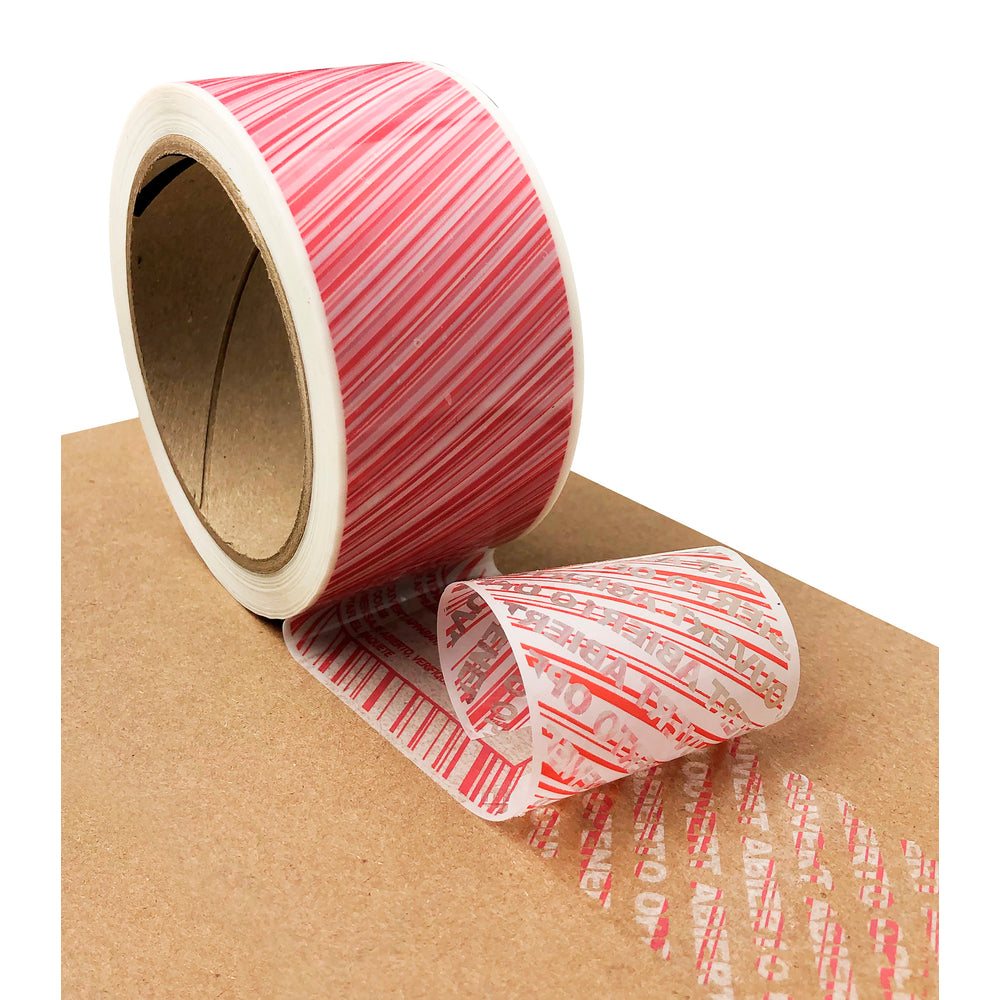 Ruban d'emballage inviolable Tamperguard - Rouge et blanc - 50 mm l x 50 m L - Lot de 3