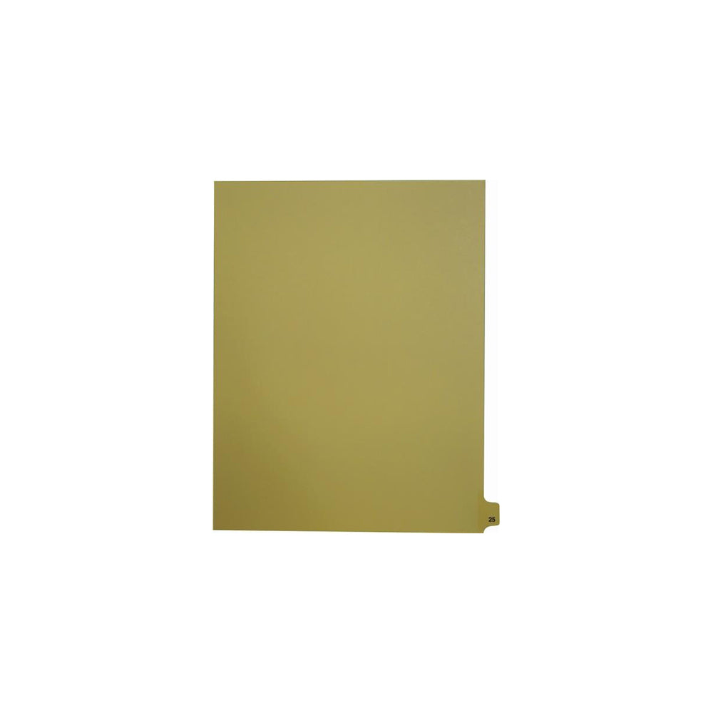 Onglets numériques Sterling Singles, n° 25, chamois, format lettre, coupe 1/25e, paquet de 25