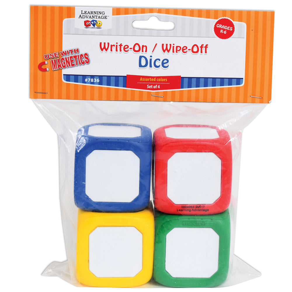 Learning Advantage Write-On/Wipe-Off Small Dice Set - 4 Pack