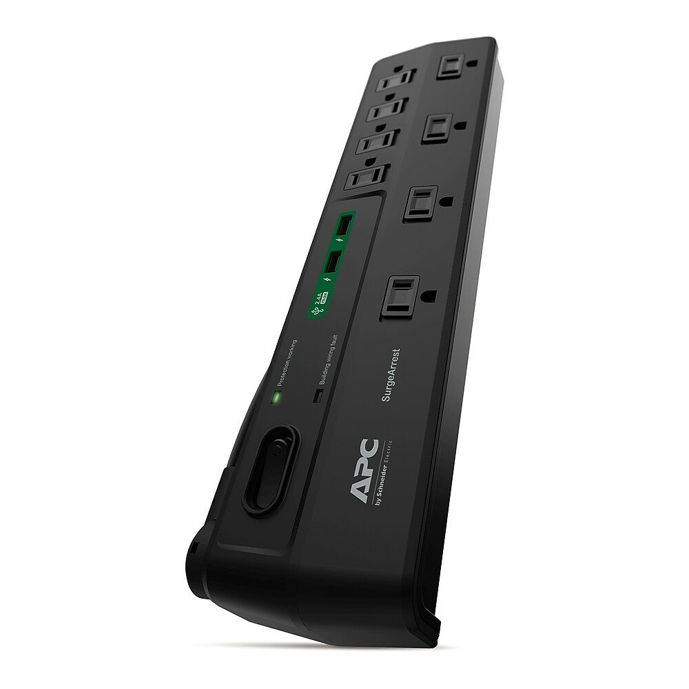 APC SurgeArrest 2630 Joule Surge Protector with USB Ports, 8-Outlet, 6 ft, Black (P8U2)