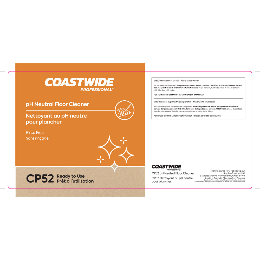 Nettoyant pour sols concentré Coastwide Professional CP52 pH neutre (étiquette secondaire)