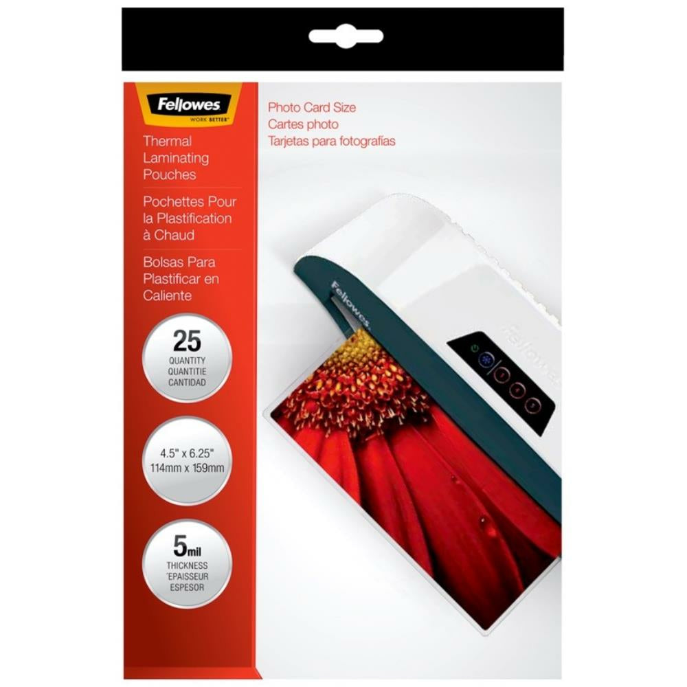 Fellowes Laminating Pouches - Photo Card Size - 5 mil - 25 Pack