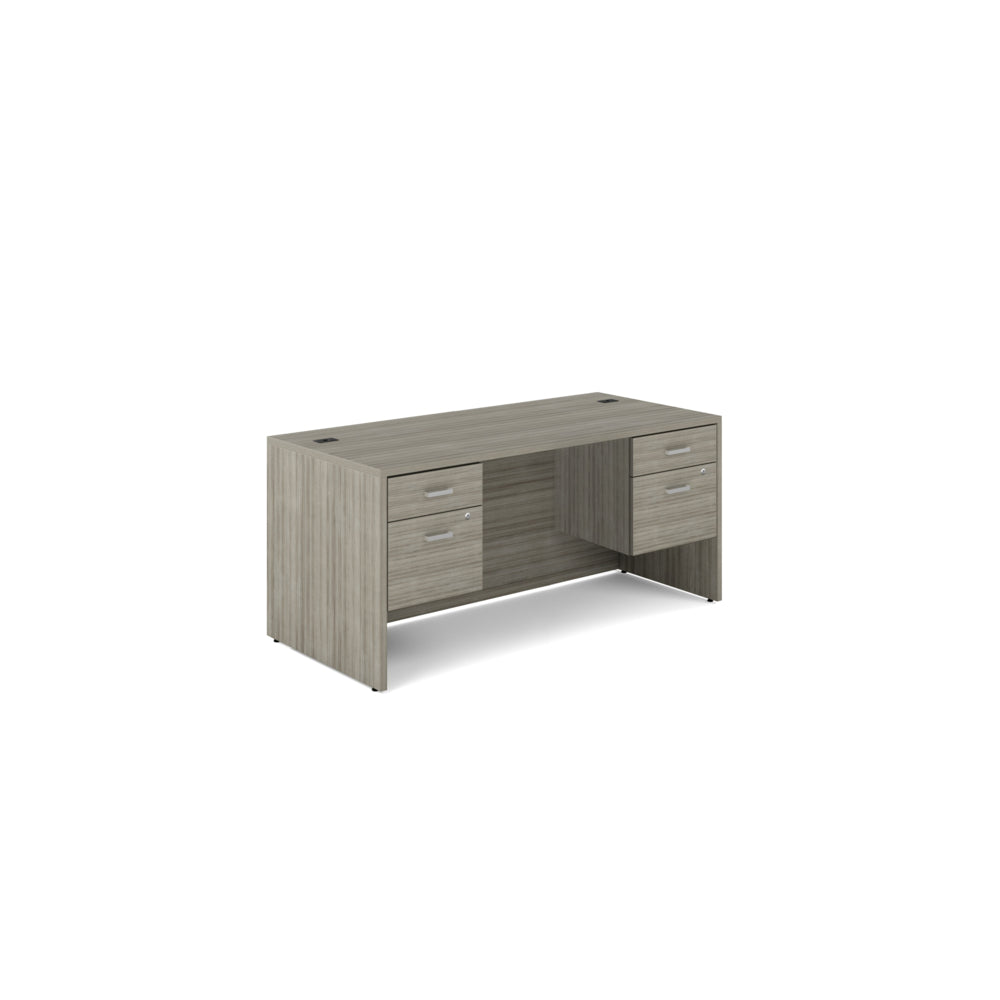 Offices to Go - Newland Double Pedestal Desk - 4 Drawer - 66" W x 30" D - Light Grey