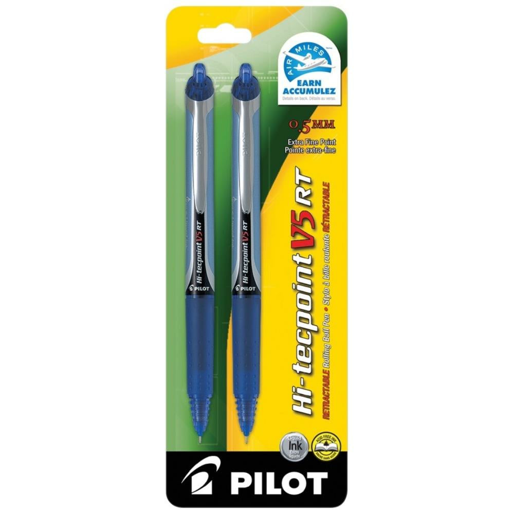 Pilot Hi-Tecpoint Retractable Roller Pen. 0,5 mm. Blue. 2/pkg