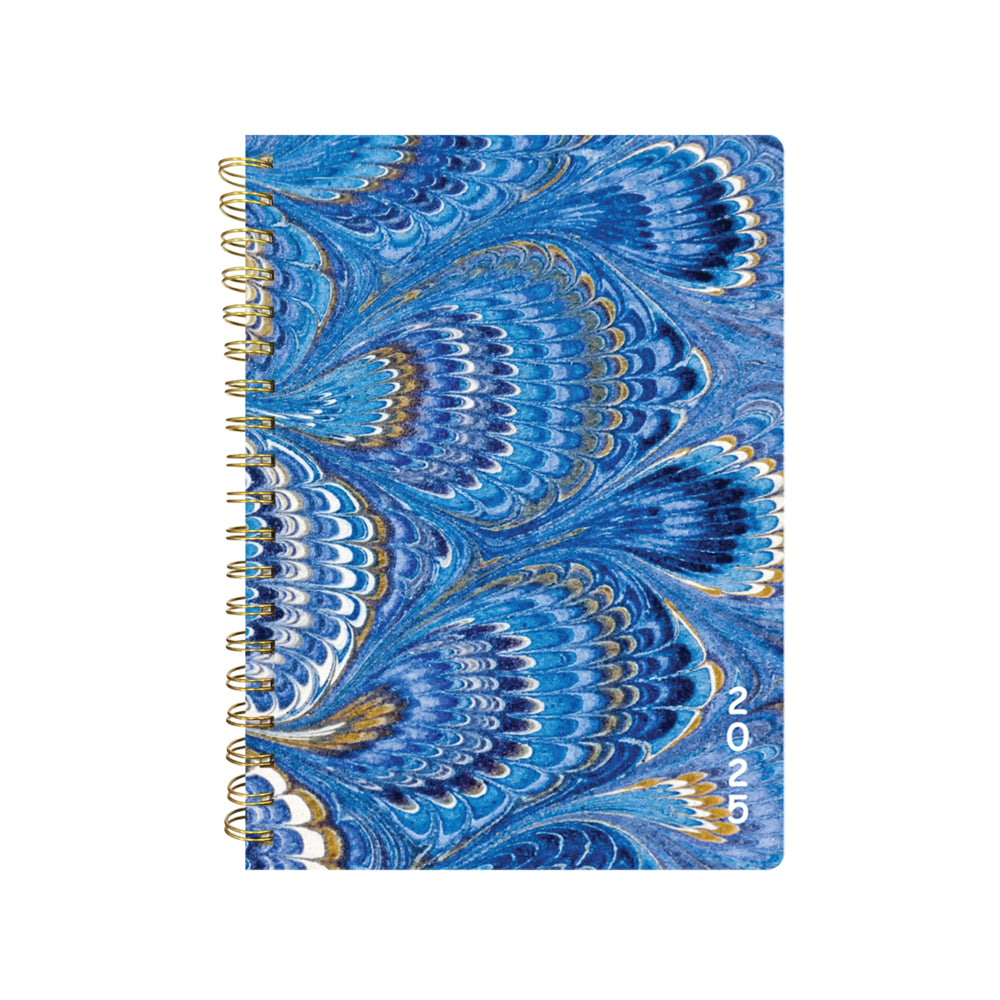 Agenda filaire Pierre Belvedere 2025 - 19 cm x 24 cm - Motif bleu - Bilingue