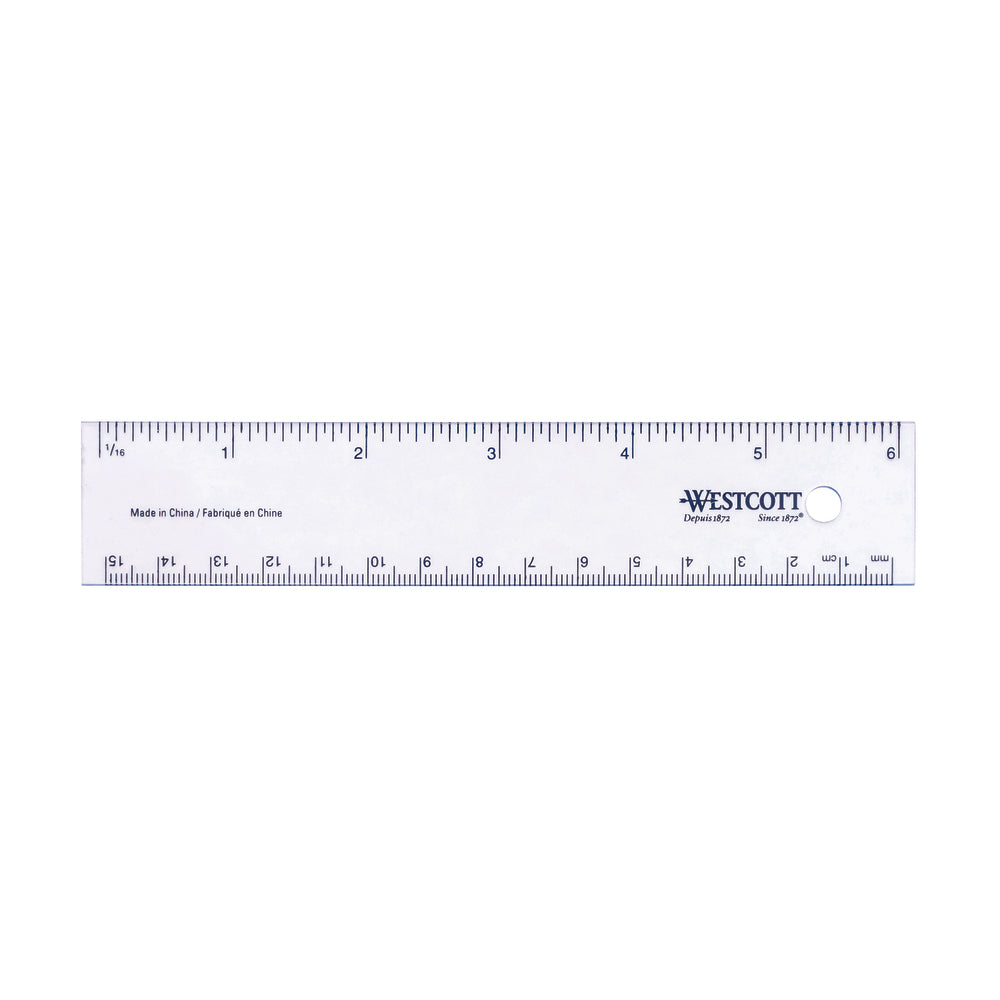Westcott Flexible Vinyl Ruler - 15cm/6" - Clear