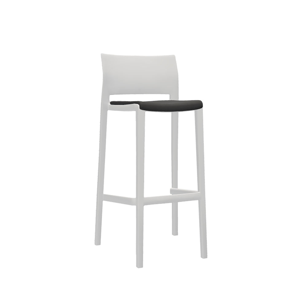 Global Bakhita Armless Bar Stool With Upholstered Seat - White/Grey