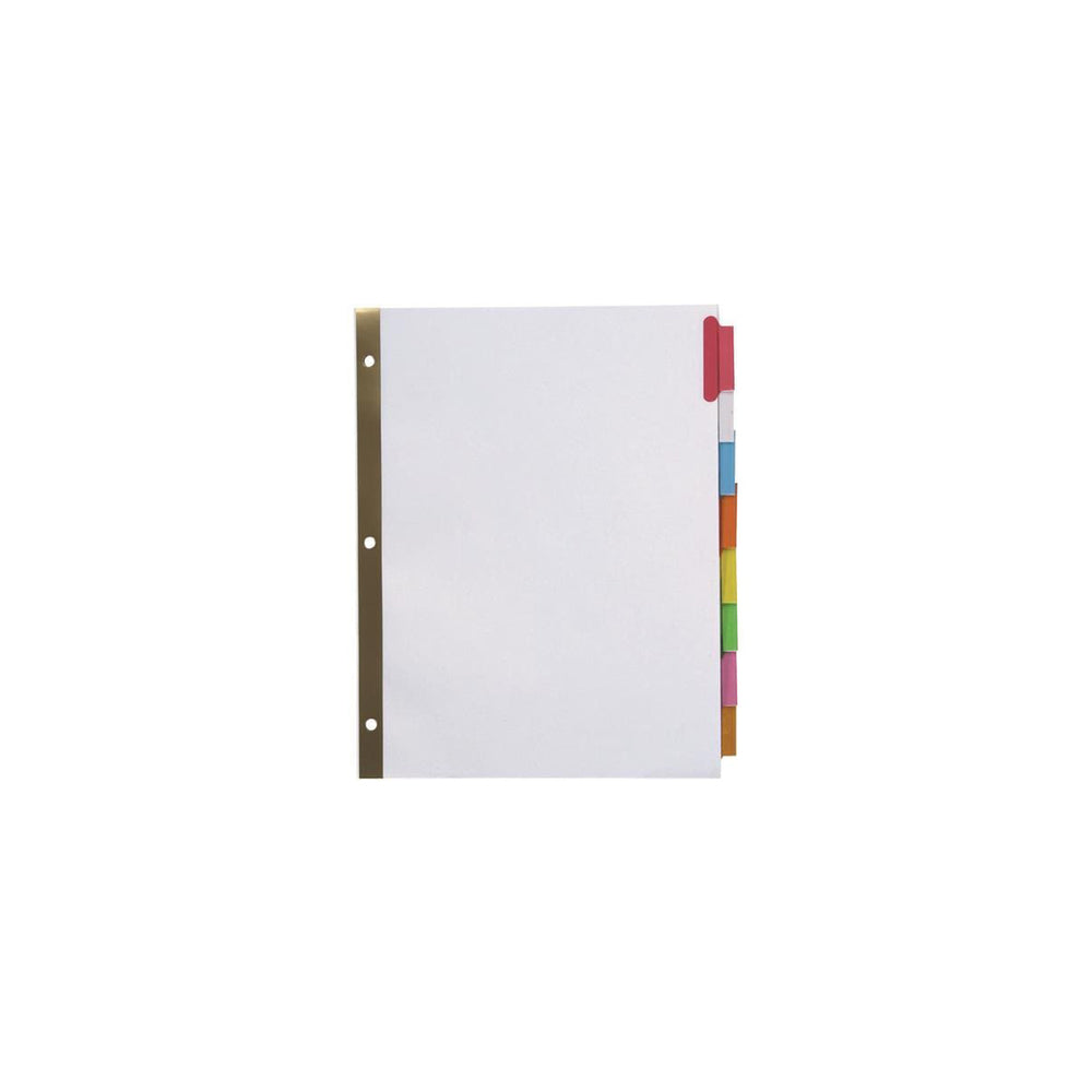 Intercalaires à onglets en plastique insérables Staples, blancs avec onglets colorés, format lettre, 8 onglets/jeu