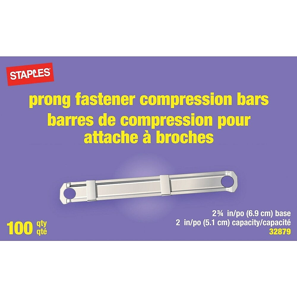 Staples Prong Fastener Compression Bars - 2-3/4" Base - 100 Pack