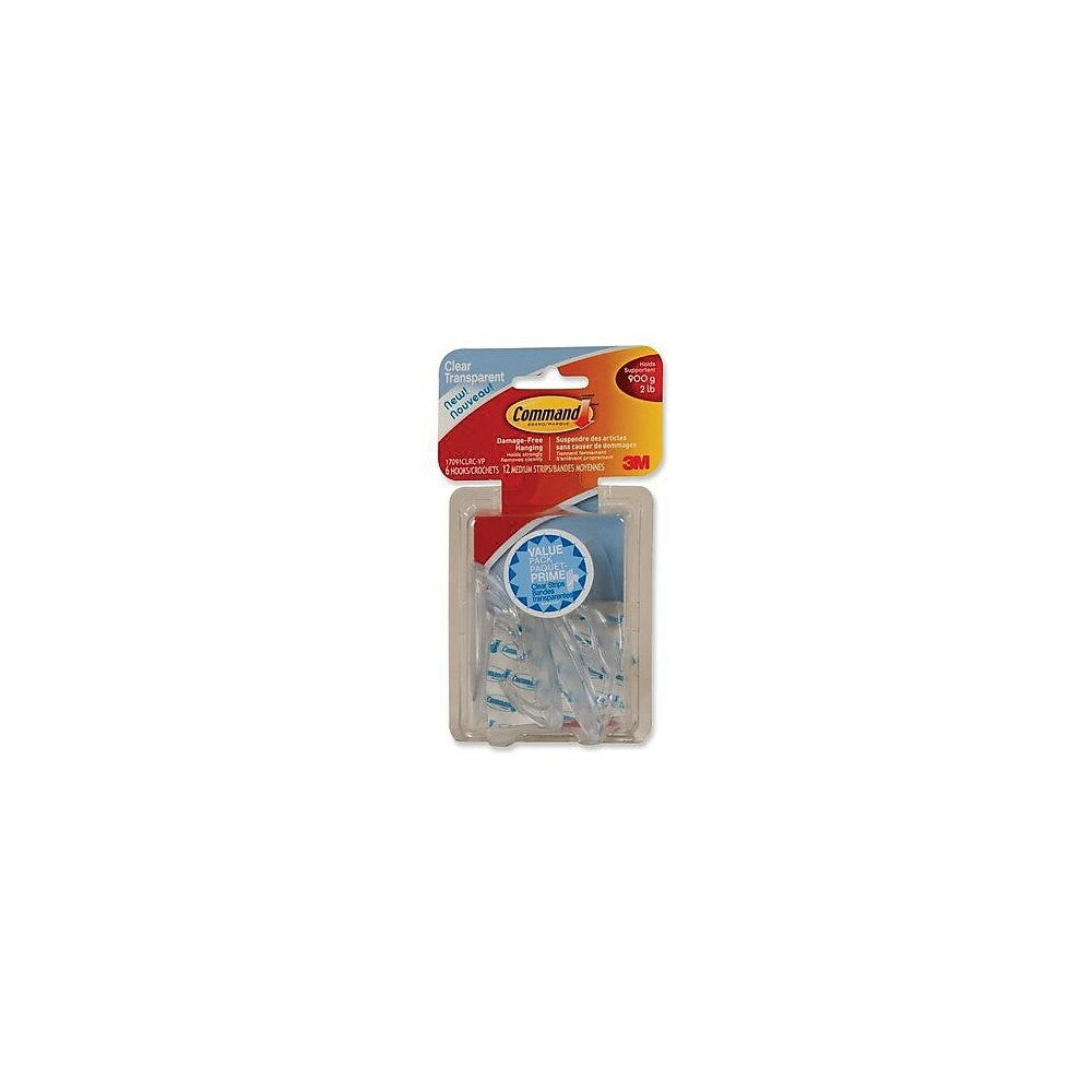 Command Clear Medium Hooks with Clear Strips (Value Pack), 6 Pack