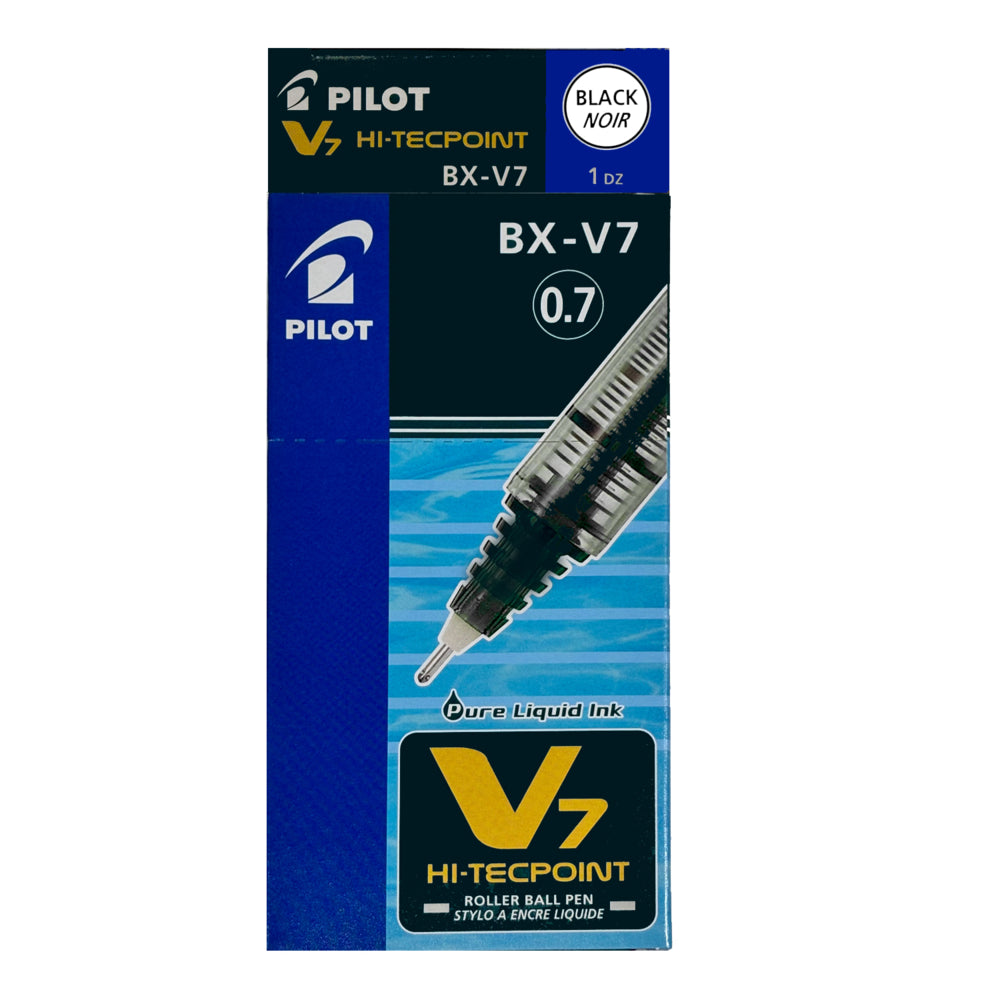 Stylos roller Pilot Hi-Tecpoint V7 - Pointe fine - Noir - Lot de 12