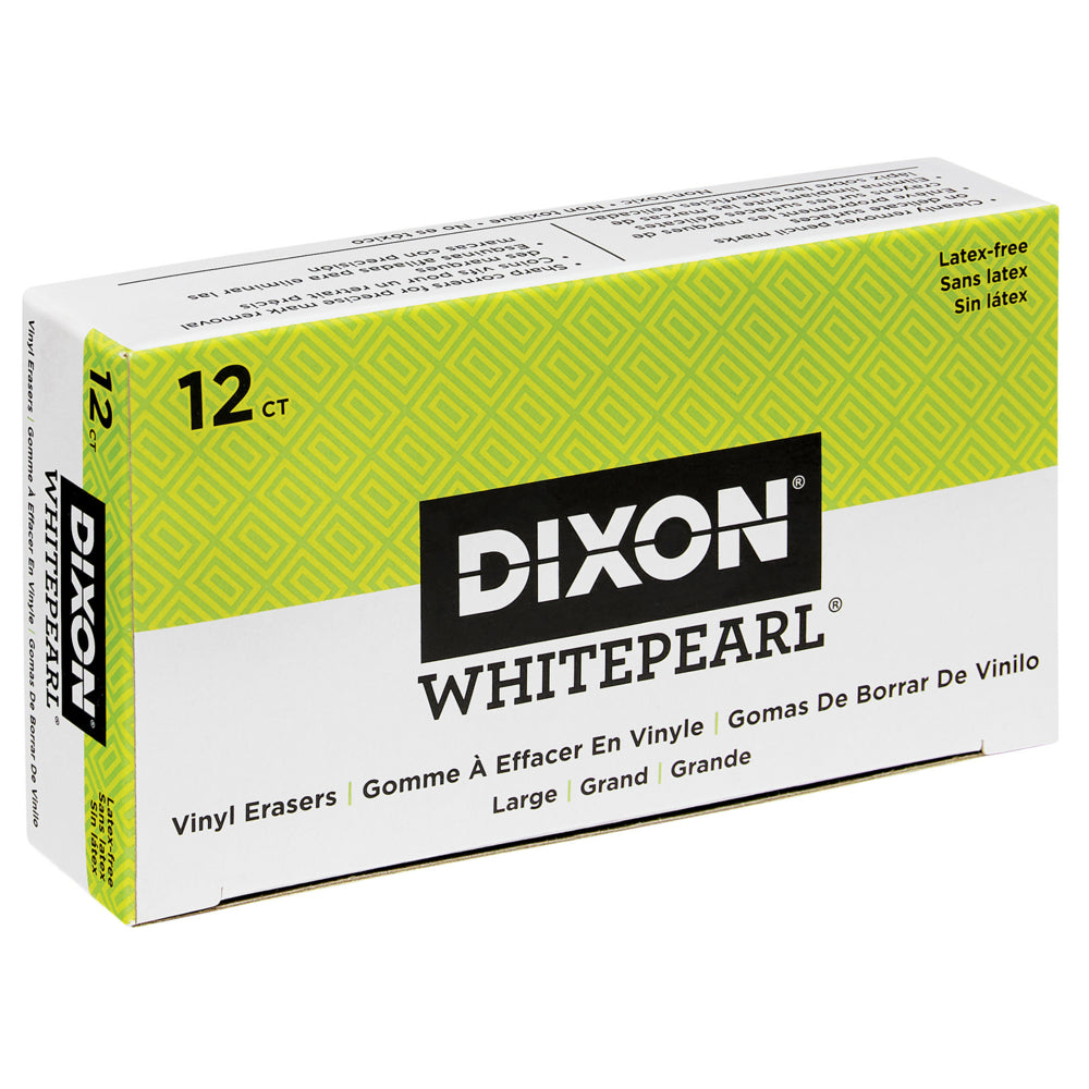 Dixon – Gommes en vinyle White Pearl, grande taille, paq./12
