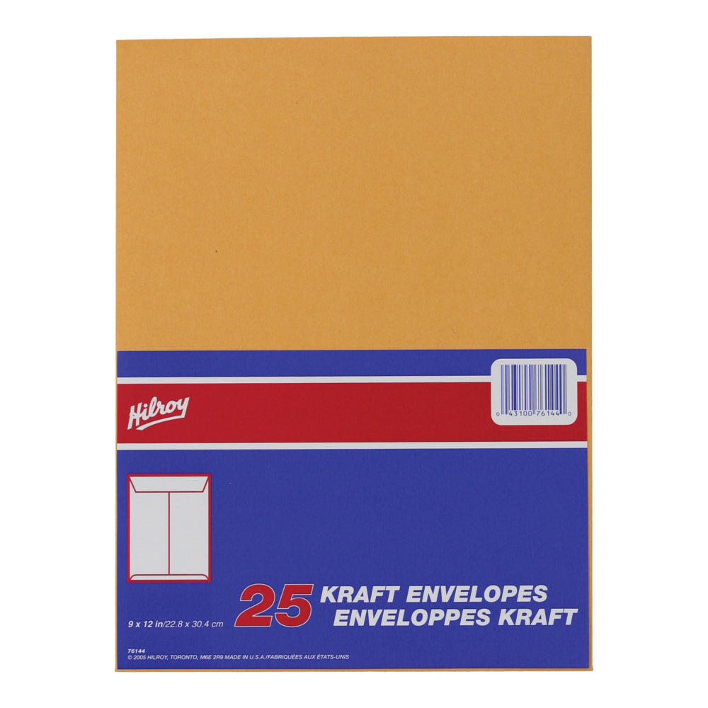 Enveloppes Kraft Hilroy - 9" x 12" - Paquet de 25
