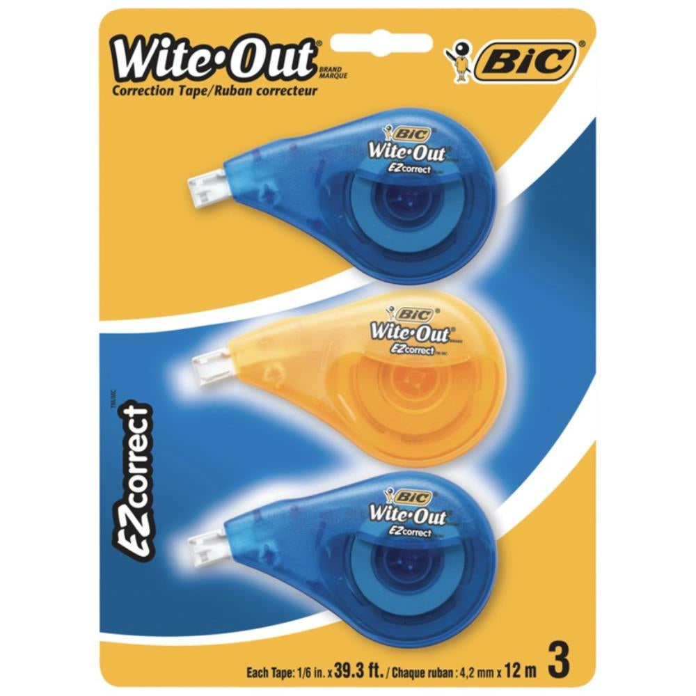 Ruban correcteur BIC Wite-Out EZ Correct - Blanc - Ruban indéchirable - Lot de 3