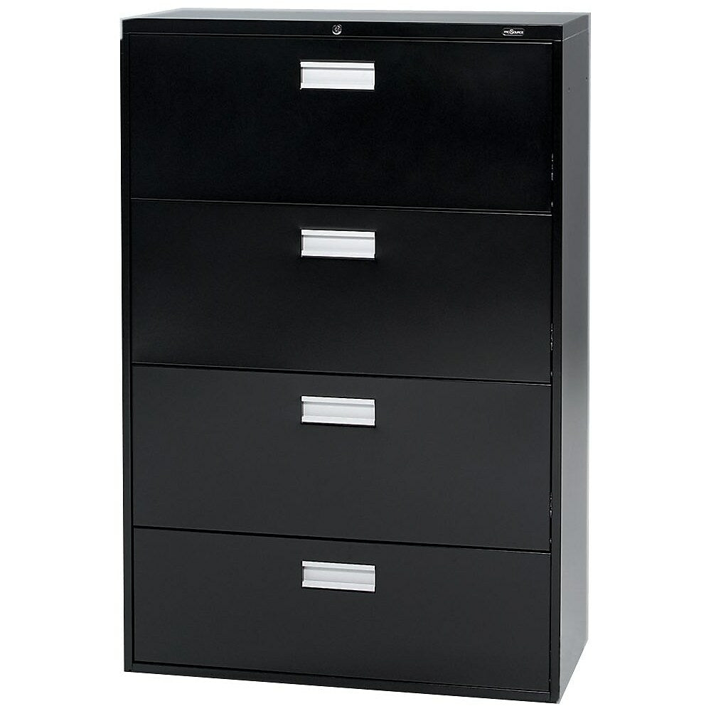 Staples Lateral File Cabinet, 4-Drawer, Black