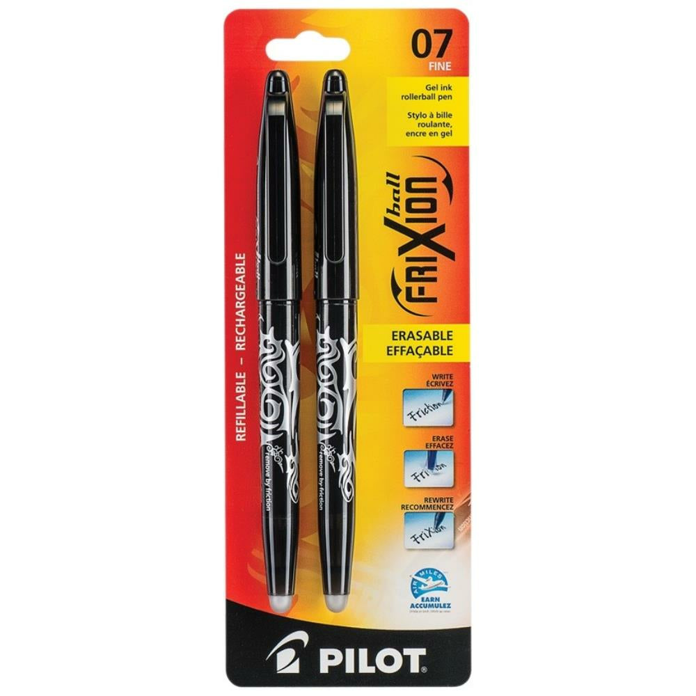 Stylos gel effaçables Pilot Frixion Ball - 0,7 mm - Noir - Lot de 2