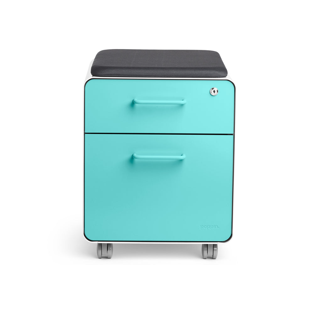 Classeur Poppin Mini Stow à 2 tiroirs - Aqua