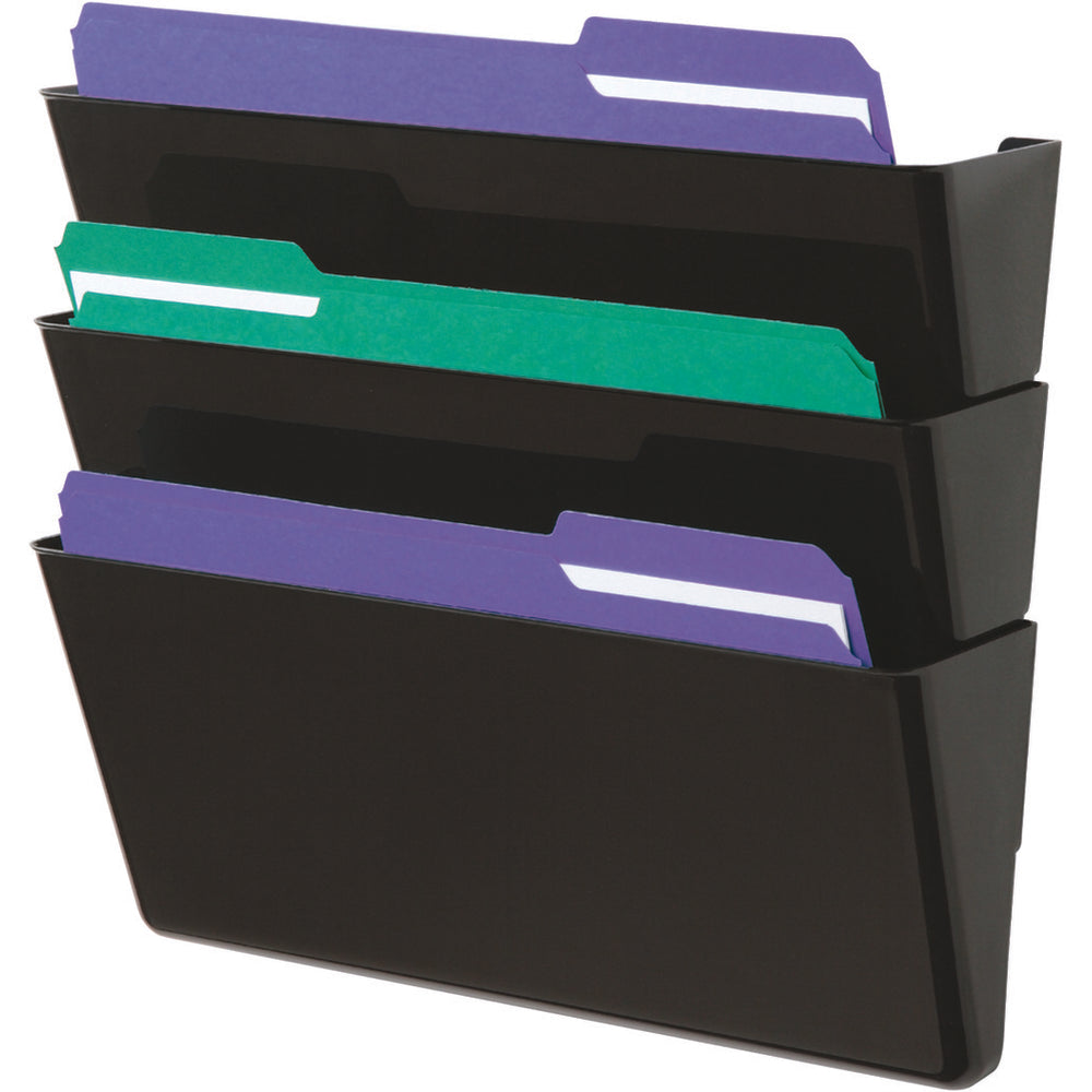Classeur mural Deflecto EZ Link 3 compartiments durable DocuPocket - Noir
