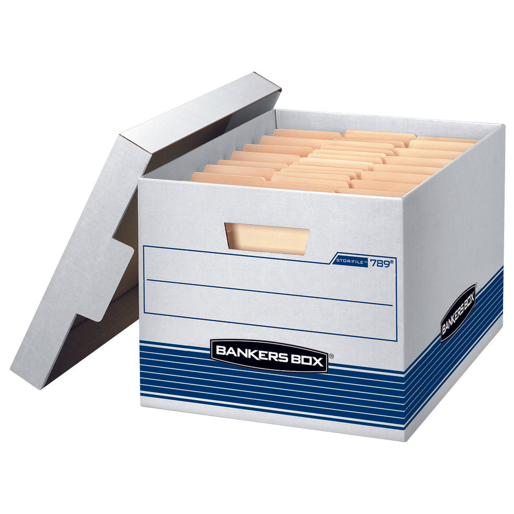Fellowes Bankers Box Quick/Stor Storage Box - Letter/Legal Size - White/Blue