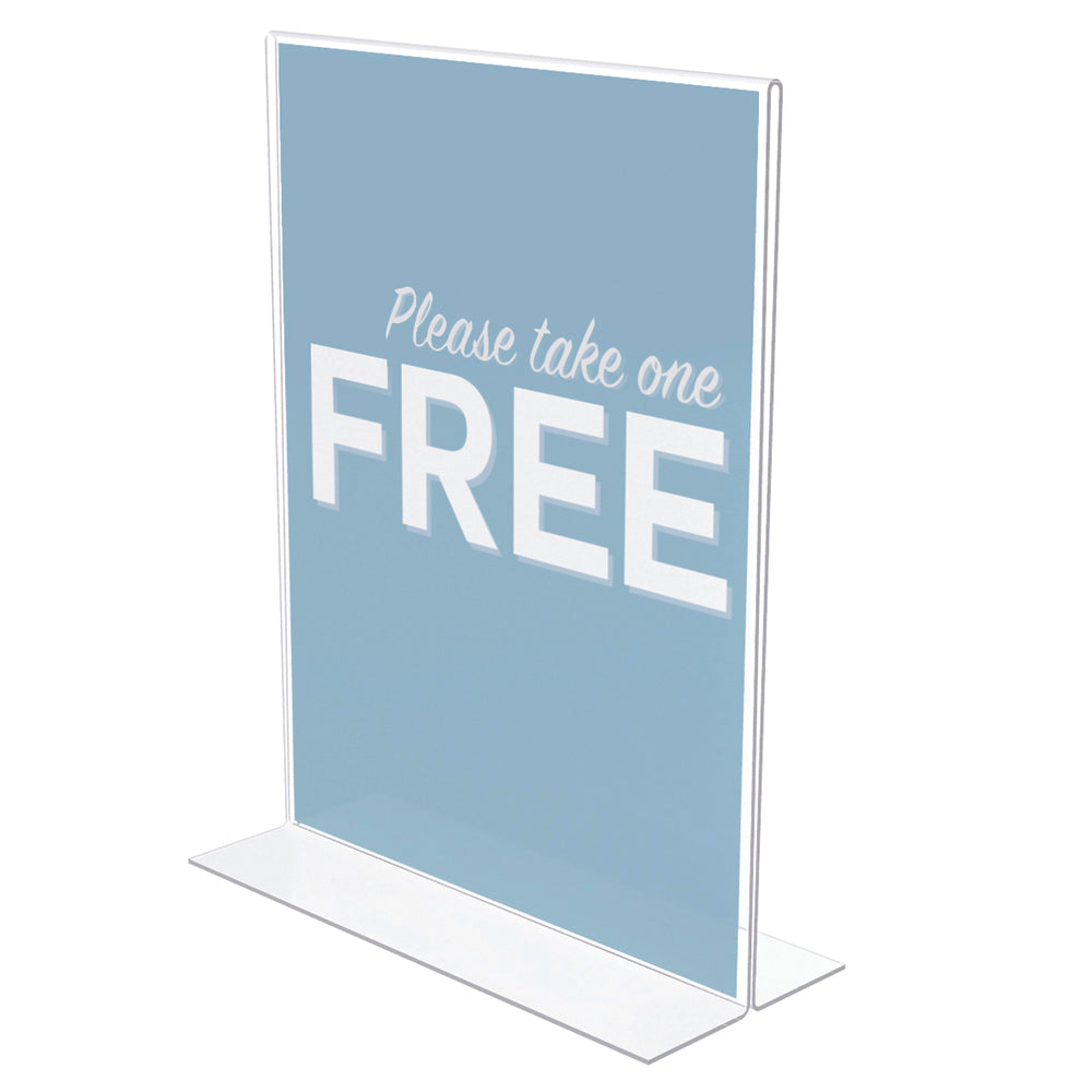 Deflecto Stand Up Sign Holder - 1 Compartment - Double sided viewing - Portrait - 4" x 6" - Clear (69001)