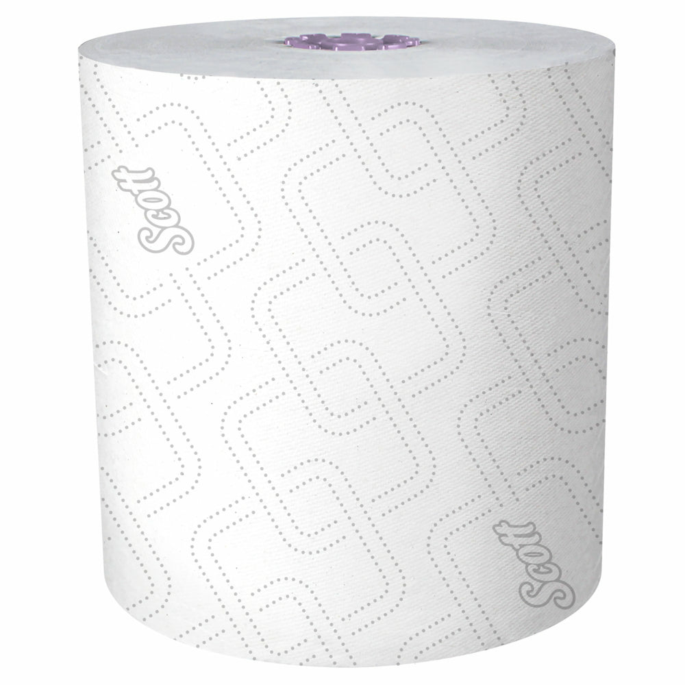 Scott Essential High-Capacity Hard Roll Towels - Unperforated - with Elevated Design and Absorbency Pockets - for Purple Core Dispensers - White - 6 Pack