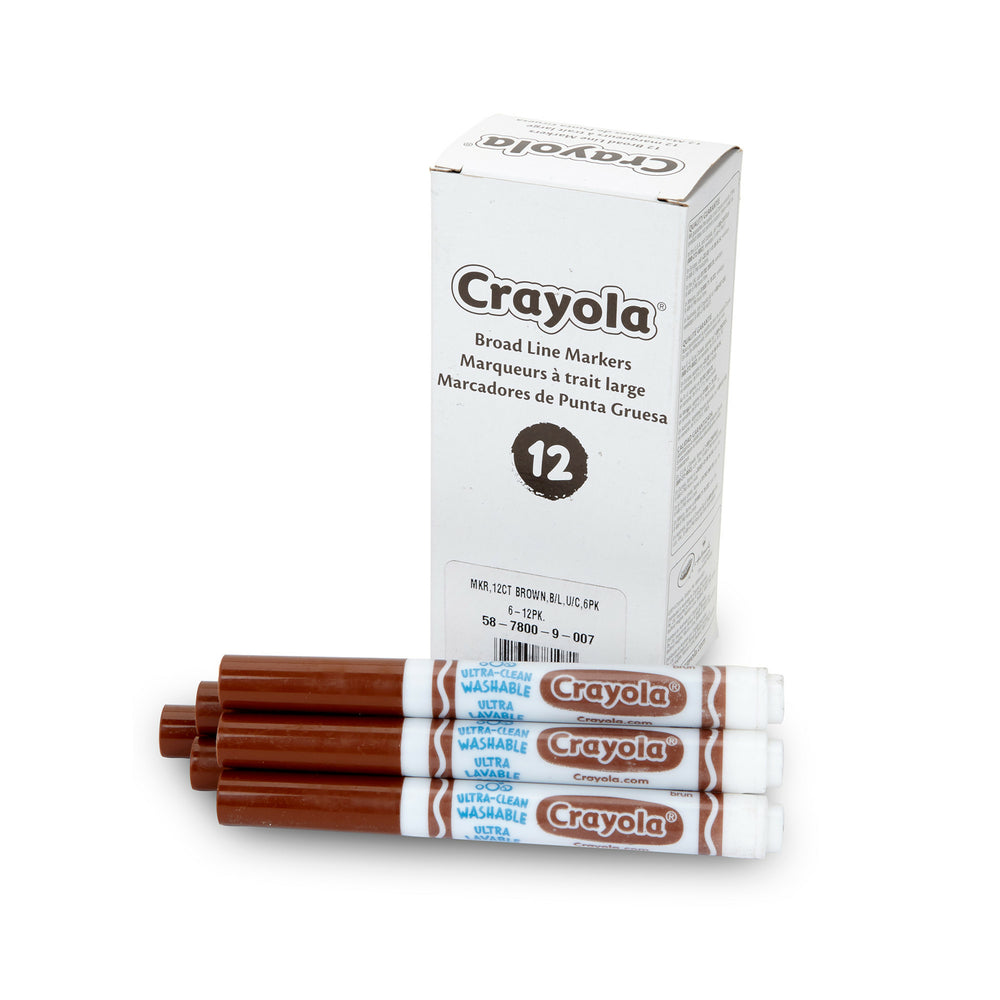 Marqueurs lavables à lignes larges Crayola, marron, paquet de 12