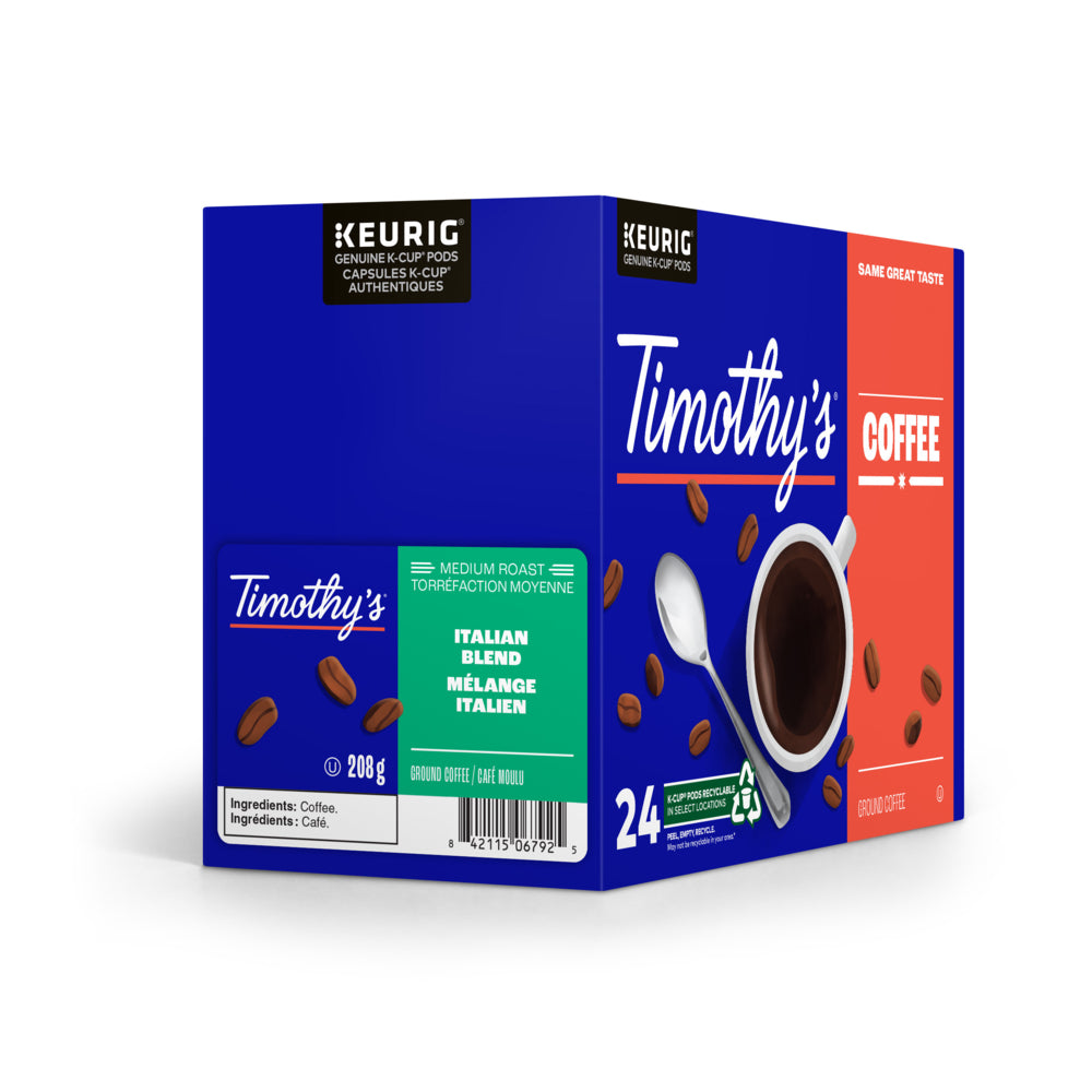 Capsules K-Cup de café italien à torréfaction moyenne de Timothy's - Paquet de 24