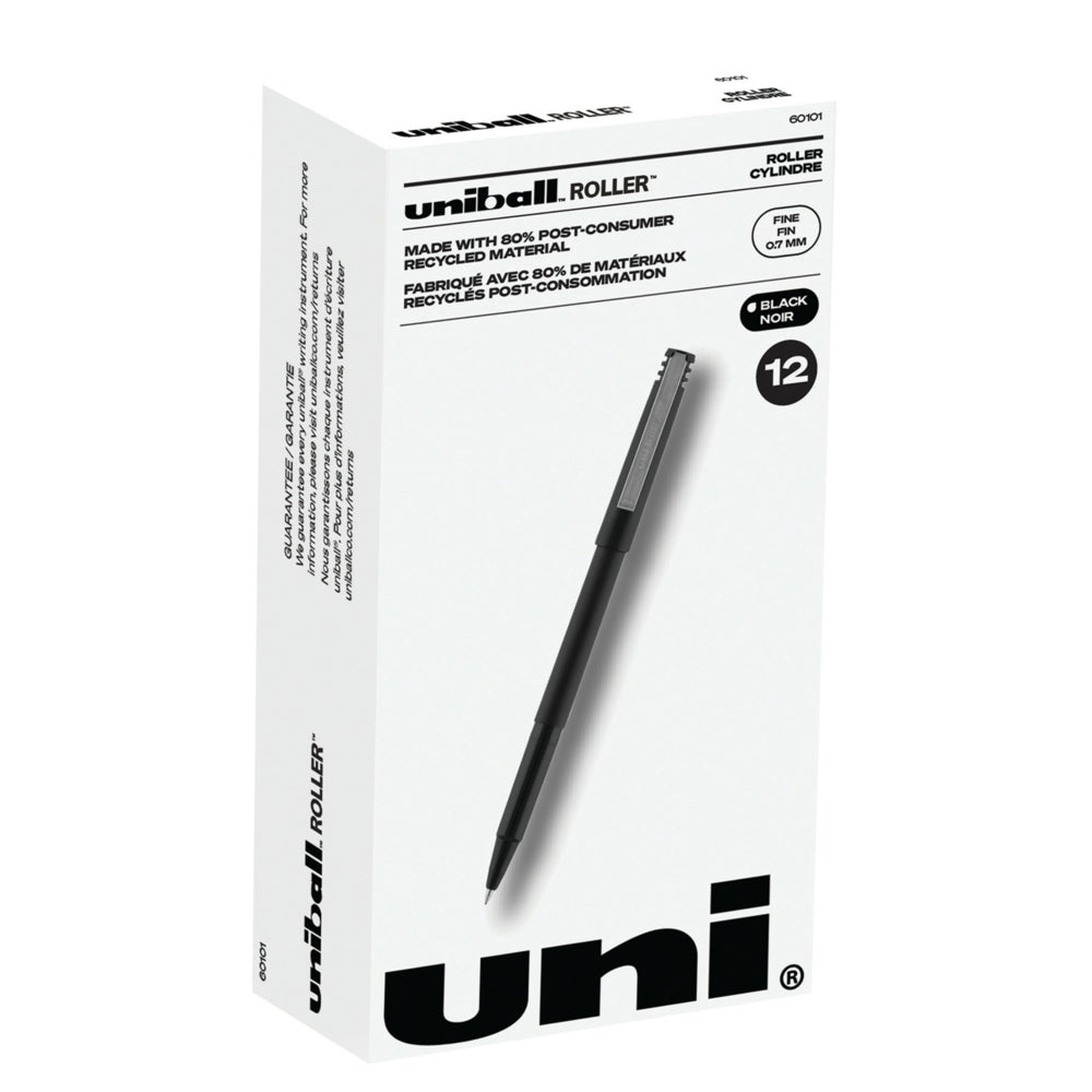 uni-ball Roller Rollerball Pens - Fine Point (0.7mm) - Black -12 Pack