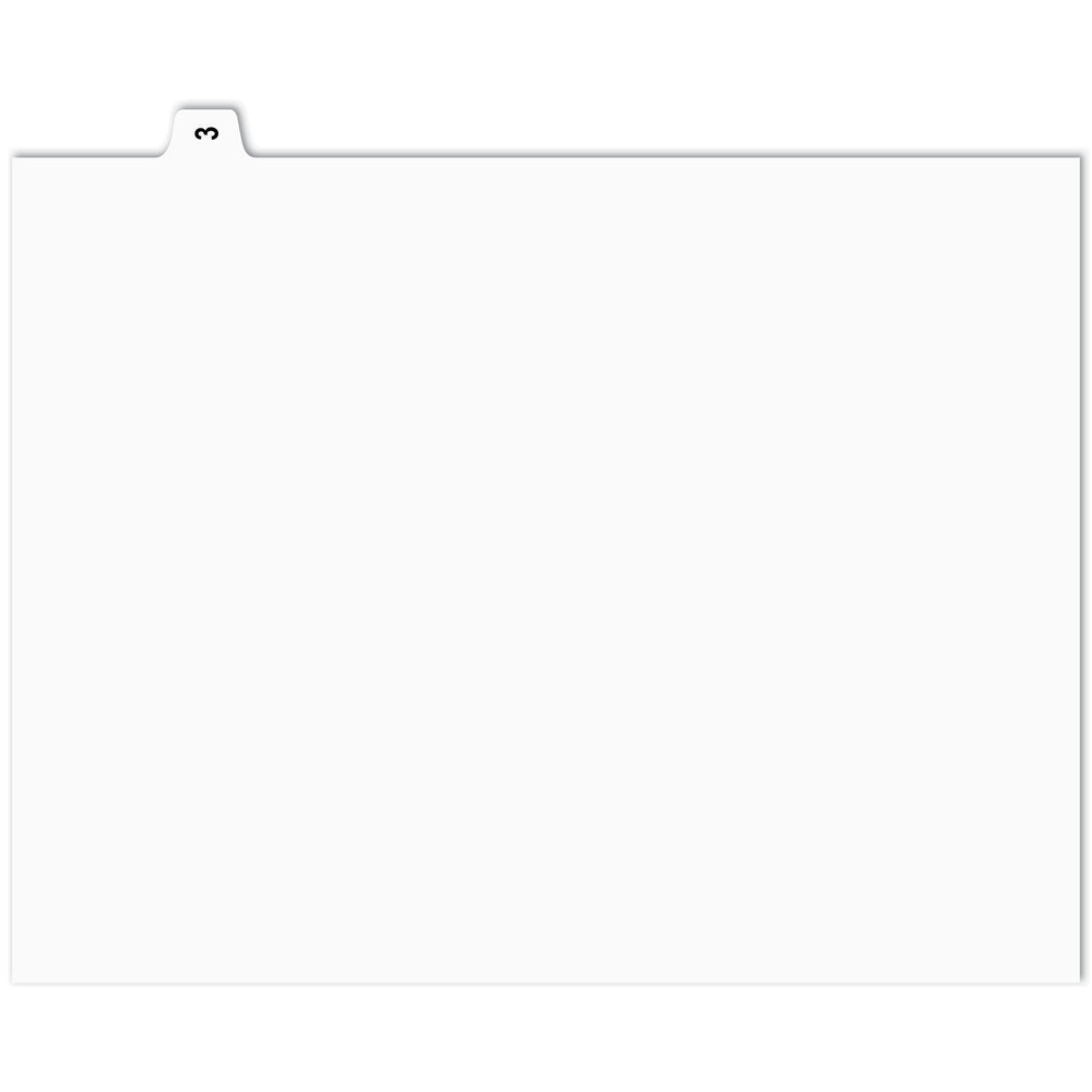 Onglets d'indexation numérique Apak - n° 3 - Blancs - 8 1/2" x 11" - Coupe 1/15 - 110 lb - Non perforés - Paquet de 25