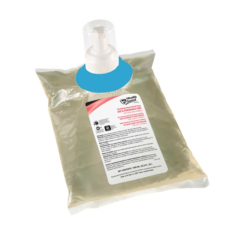 Savon moussant pour les mains de luxe sans colorant ni parfum Kutol Health Guard - 1 000 ml - Paquet de 6