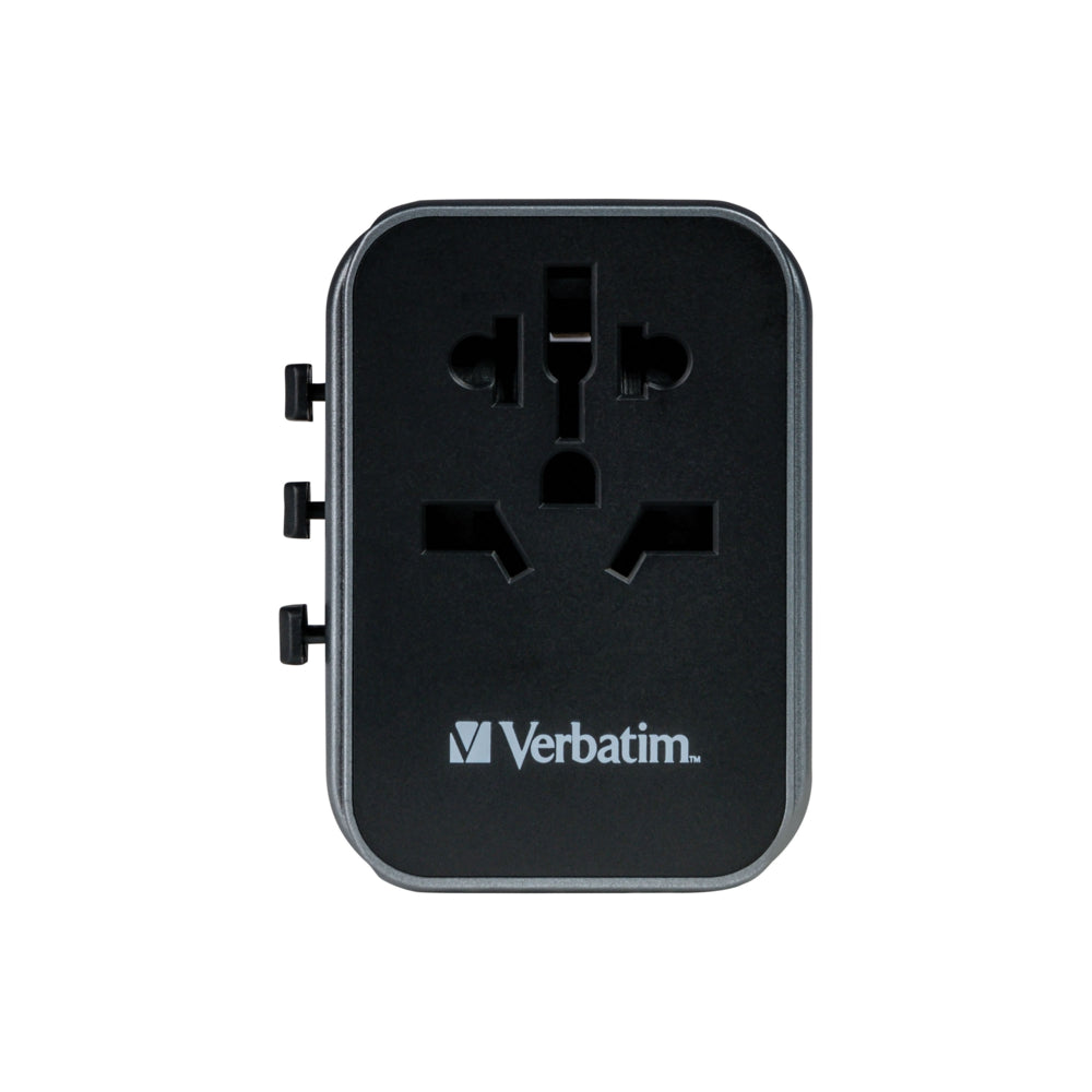 Verbatim Universal Travel Adapter 30 W - 3.50" L x 2.20" W x 4.10" H - Black