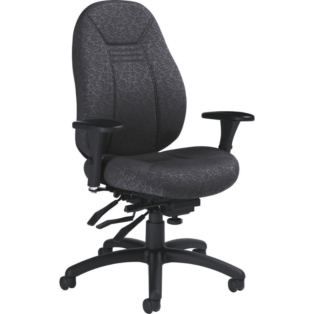 Fauteuil multi-inclinaisons Schukra Comfort à dossier moyen Global Obusforme, tissu, écho, 66 cm (L) x 63 cm (P) x 111 cm (H).