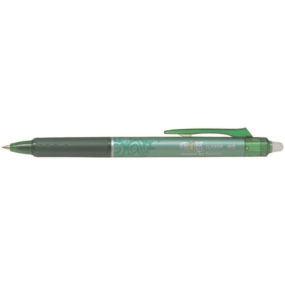 Stylo gel effaçable rétractable Pilot FriXion Clicker. 0,5 mm. Vert. Boîte de 12.