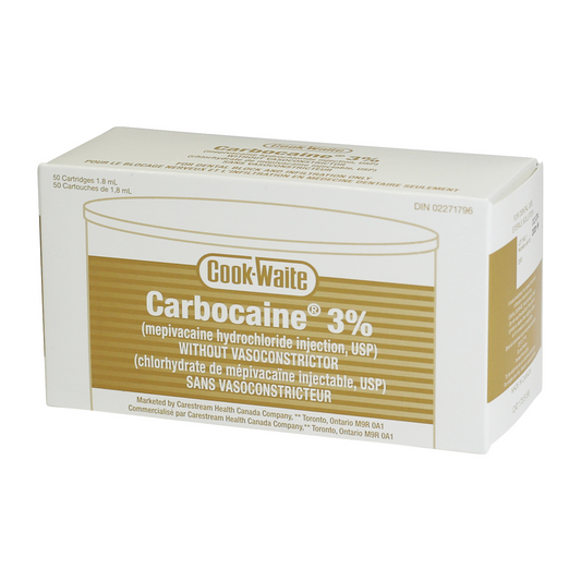 Cook-Waite Carbocaine® 3% (mepivacaine hydrochloride), 50x1.7ml Carp/Bx