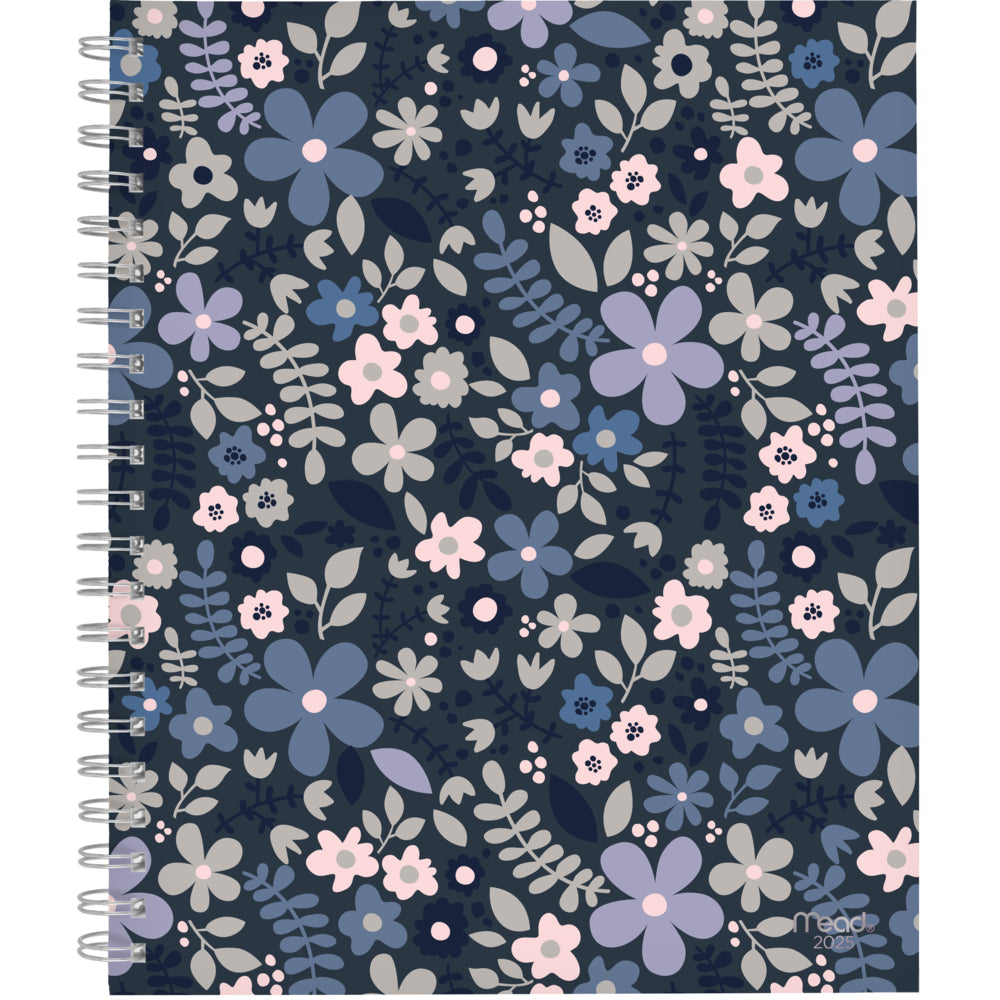 Mead 2025 Caprice Floral Weekly/Monthly Planner - 11" H x 8-1/2" W - Blue - Bilingual