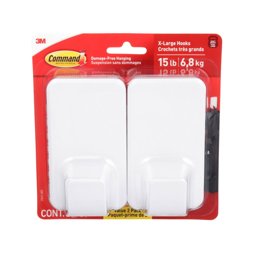 Crochets Command XL avec 8 bandes - Blanc - Lot de 2