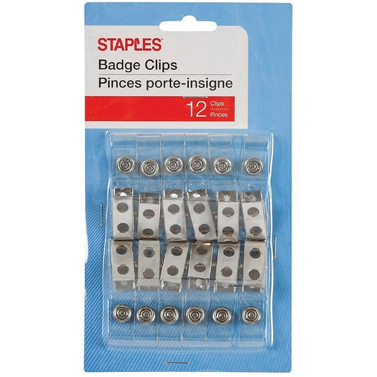 Pinces pour badges d'identification Staples - Paquet de 12