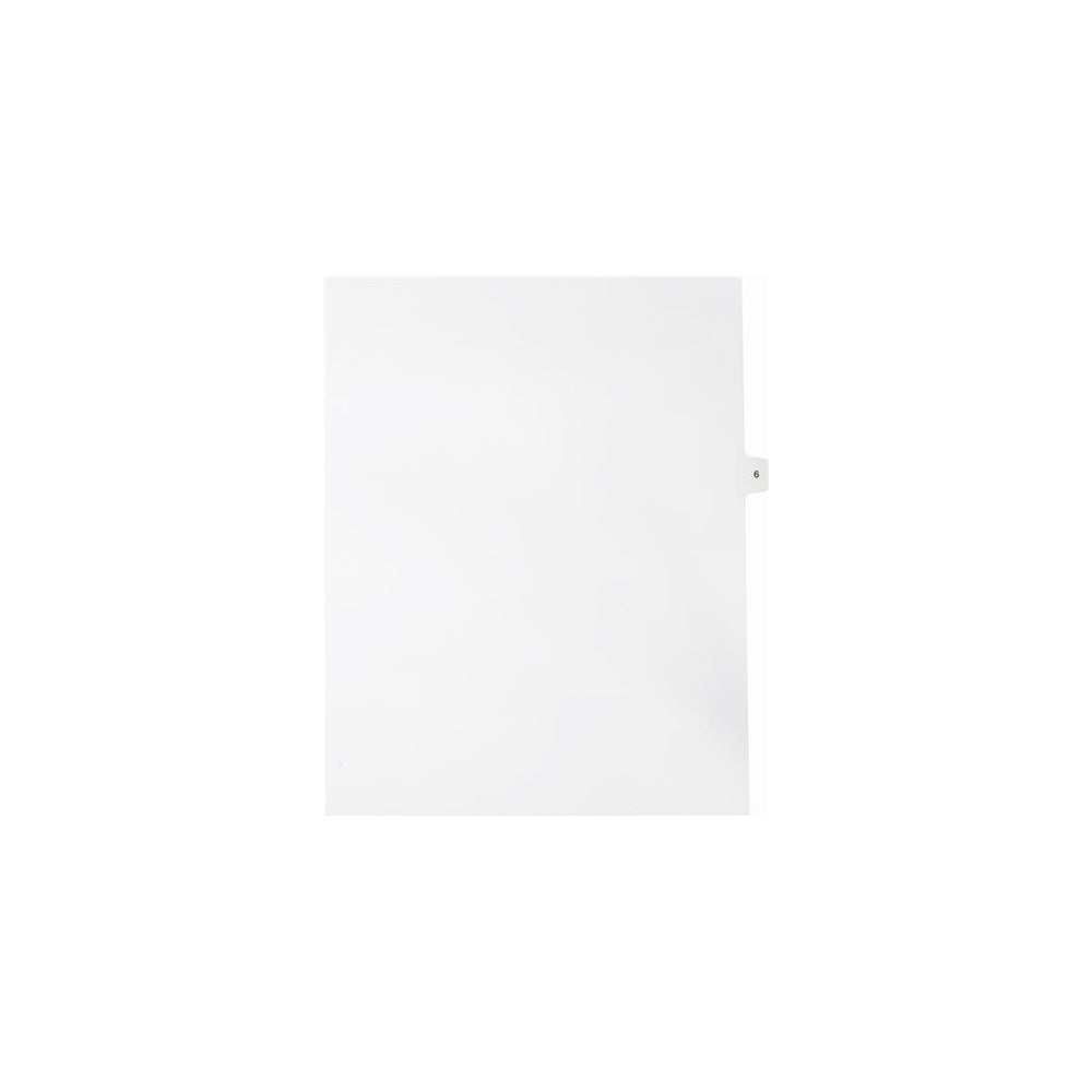 Onglets numériques Sterling Singles, n° 6, blancs, format lettre, coupe 1/15, paquet de 25