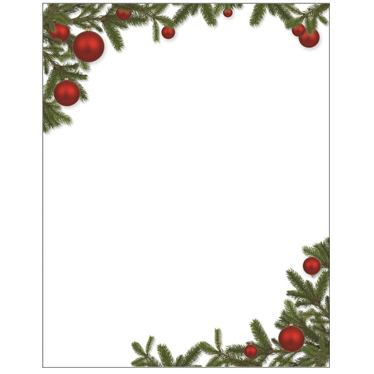 St. James Holiday Stationery - 8 1/2" x 11" - Fir Branches - 25 Pack