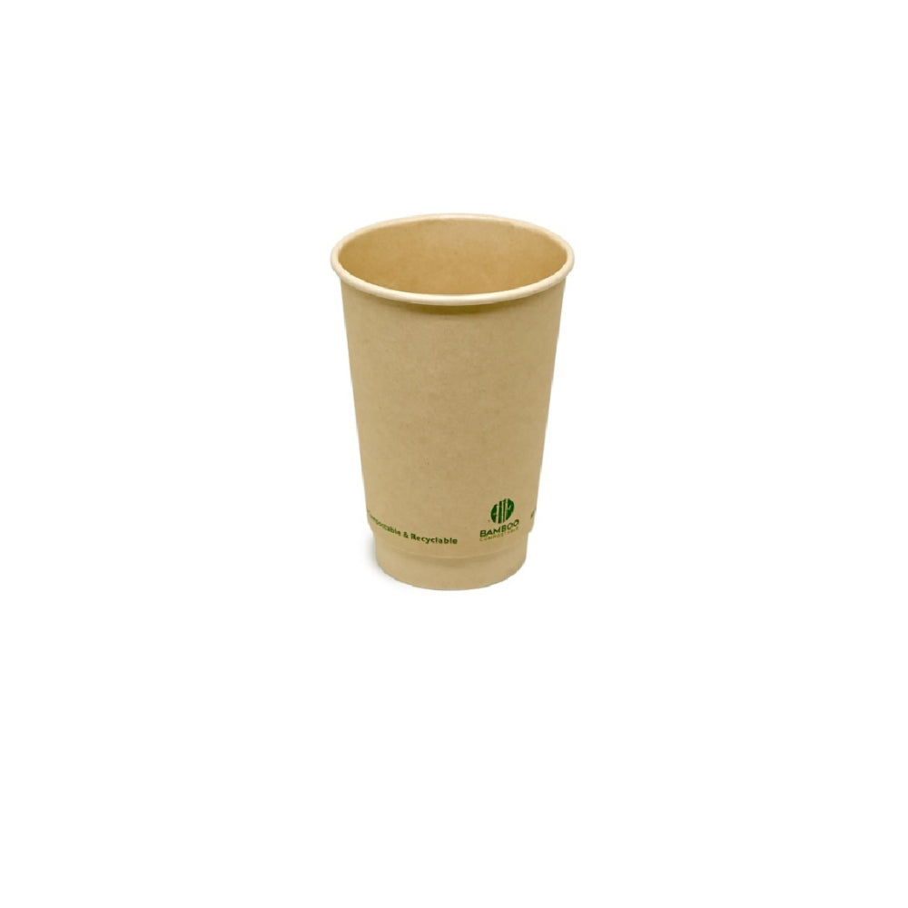 Gobelets en bambou à double paroi pour boissons chaudes et aqueuses, emballage écologique - 473 ml - Paquet de 500