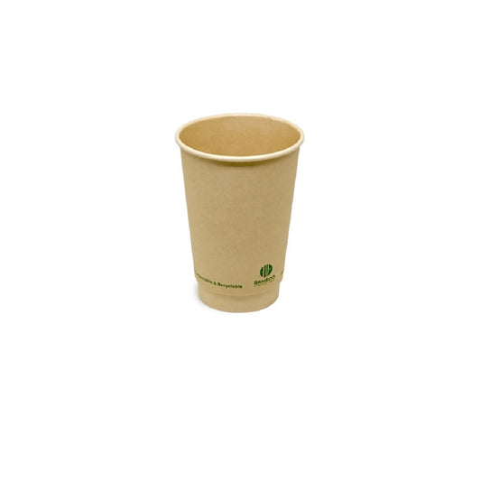 Gobelets en bambou à double paroi pour boissons chaudes et aqueuses, emballage écologique - 473 ml - Paquet de 500