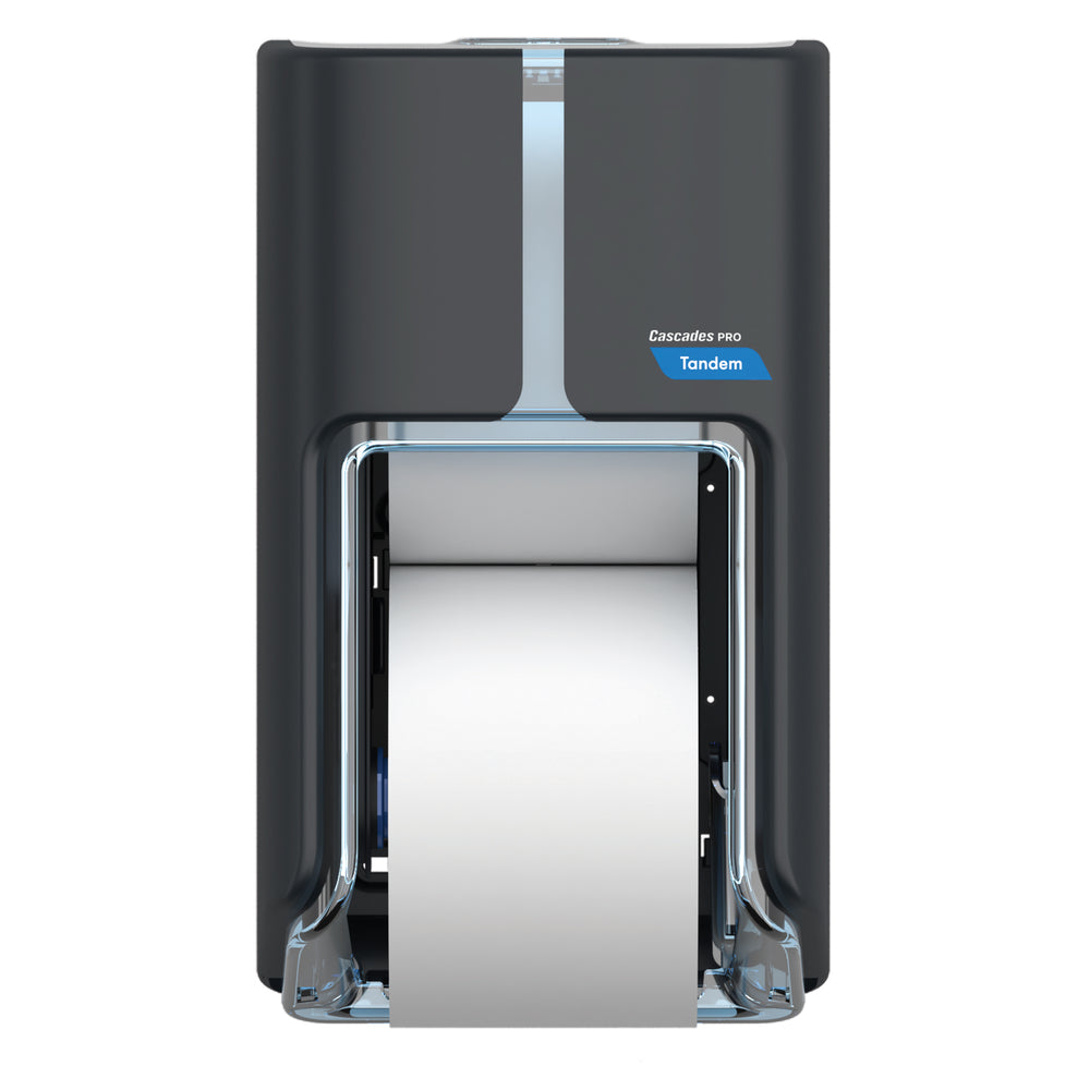 Distributeur de papier toilette Cascades PRO Tandem à grande capacité (haut et bas) - Gris foncé