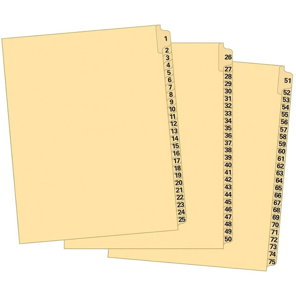 Supreme Litigation Tabs 25th Cut Numeric Set 11" Buff #1-75