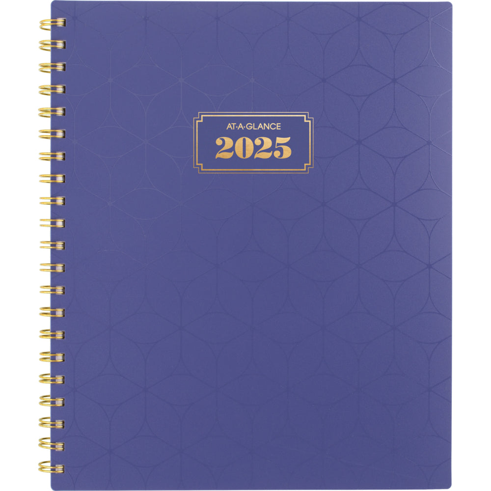 Agenda hebdomadaire/mensuel AT-A-GLANCE 2025 BADGE Geo - 11" H x 8-1/2" L - Violet - Bilingue