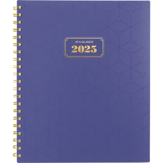 AT-A-GLANCE 2025 BADGE Geo Weekly/Monthly Planner - 11" H x 8-1/2" W - Purple - Bilingual