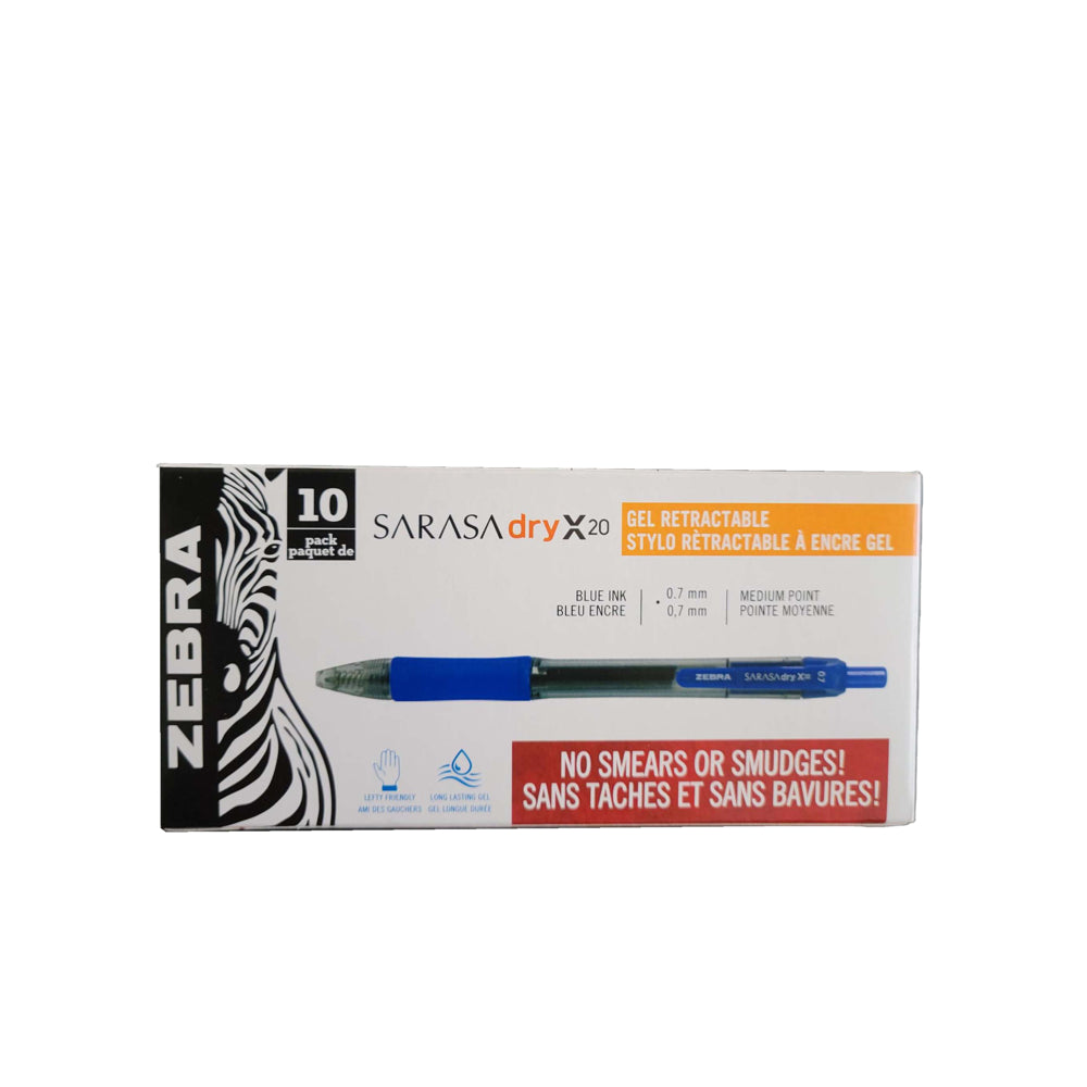 Zebra Sarasa Gel Pens, Retractable, 0.7mm, Blue, 10 Pack